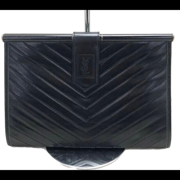 YSL - Beautiful Dark Navy Blue -Vintage Clutch - Picture 1 of 6